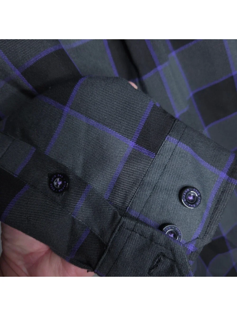 Men’s Dixxon Black Purple The Gift Plaid Button-Up Shirt Sz Large